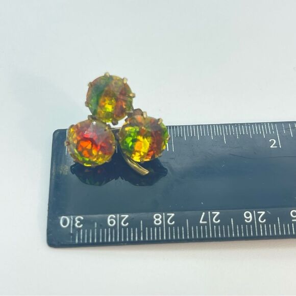 Vintage Watermelon Rivoli Rhinestone Grape Cluster Brooch | Antique pin - Picture 10 of 10